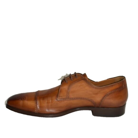 Magnanni Cap Toe Medallion Cuero Brown Leather Shoes Size 12 M 20697 DD486